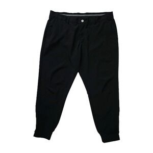 Primo Golf Men 38 Short Jogger Pants Black Performance Stretch Tapered Zip Ankle